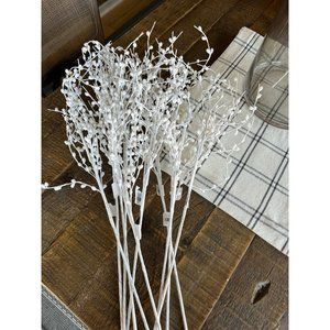 28" Flocked Snowball Curl Spray: White :Set of 10